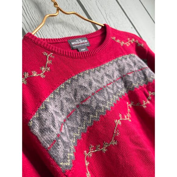 Woolrich Christmas Sweater Sleigh Embroidered Holiday Lights, Petite Large - Picture 5 of 8